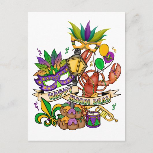 Gelukige Mardi Gras Ansichtkaart Briefkaart (Voorkant)