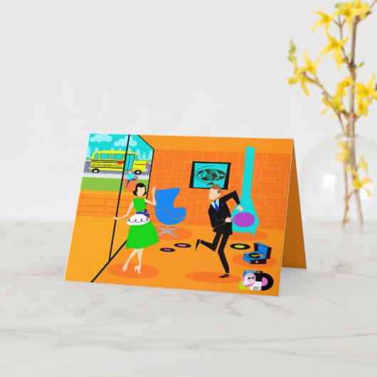 Gelukige Retro Ouders Verjaardagskaart Kaart (Gele Bloem)