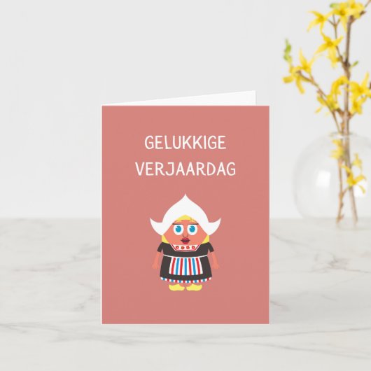 Gelukk Nederlands blije verjaardag Kaart (Gele Bloem)