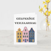 Gelukk Nederlands blije verjaardag Kaart (Gele Bloem)