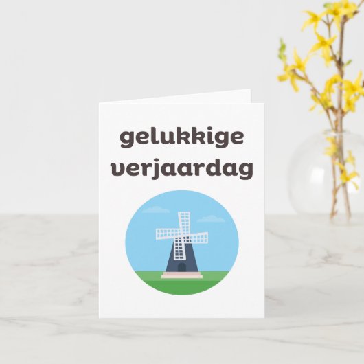 Gelukk Nederlands blije verjaardag Kaart (Gele Bloem)