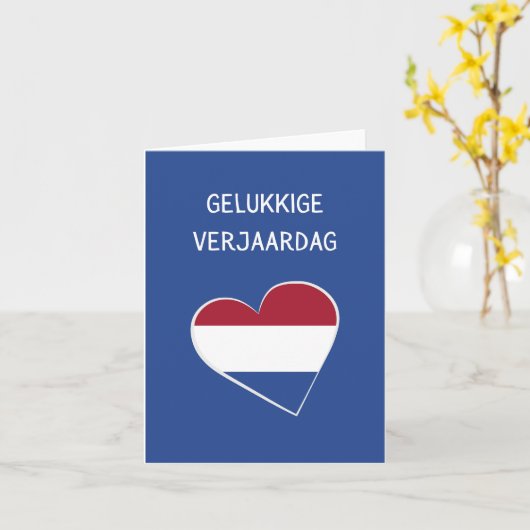 Gelukk Nederlands blije verjaardag Kaart (Gele Bloem)