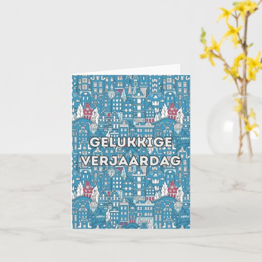 Gelukk Nederlands blije verjaardag Kaart (Gele Bloem)