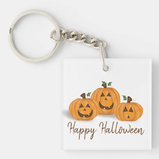 Gelukkelijke en lachende Jack O Lanterns Sleutelhanger (voorkant)
