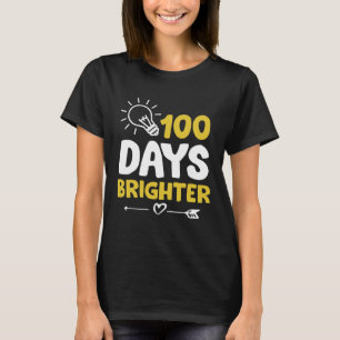 Gelukkig 100 dagen felle school helder licht gloei t-shirt
