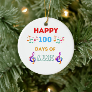 Gelukkig 100 dagen muziek keramisch ornament