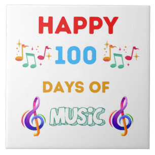 Gelukkig 100 dagen muziek tegeltje