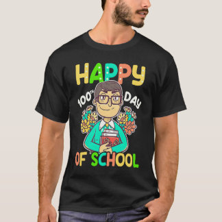 Gelukkig 100 dagen school 100 dagen school leraar t-shirt