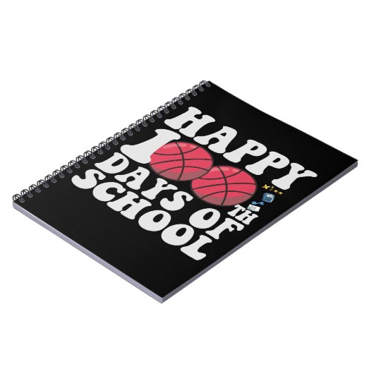 Gelukkig 100 dagen school cadeau voor basketbalfan notitieboek (Linkerzijde)