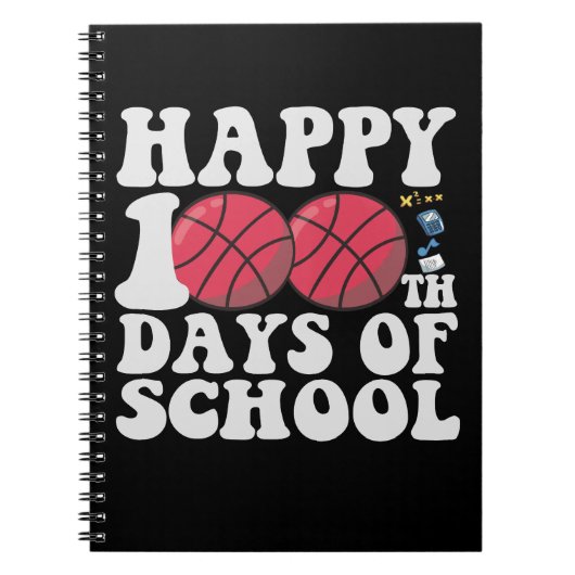 Gelukkig 100 dagen school cadeau voor basketbalfan notitieboek (Voorkant)