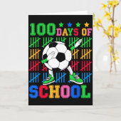 Gelukkig 100 dagen school dabben voetbal bal kinde kaart (Gele Bloem)