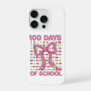 Gelukkig 100 dagen school roze strik iPhone 15 pro case