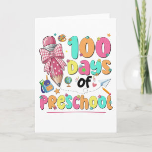 Gelukkig 100 dagen school roze strik kaart