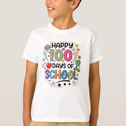 Gelukkig 100 dagen school T-shirt (Voorkant)
