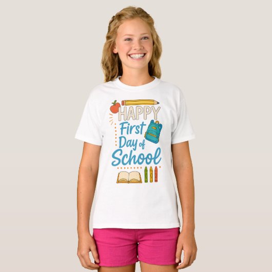 Gelukkig 100 dagen school T-shirt (Voorkant volledig)
