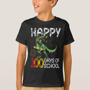 gelukkig 100 dagen schooldinosaurus met rex t-shirt