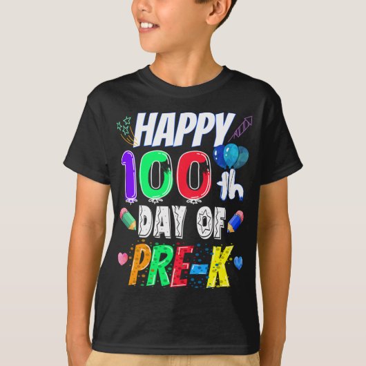 Gelukkig 100e dag schoolcadeau 100 dagen pre-k t-shirt (Voorkant)