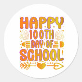 Gelukkig 100e schooldag sticker 100 dagen slim (Voorkant)