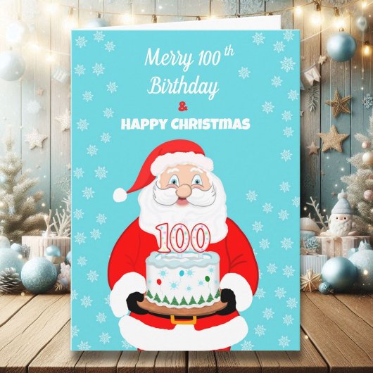 Gelukkig 100e verjaardags Kerstmis Kerstman  Kaart