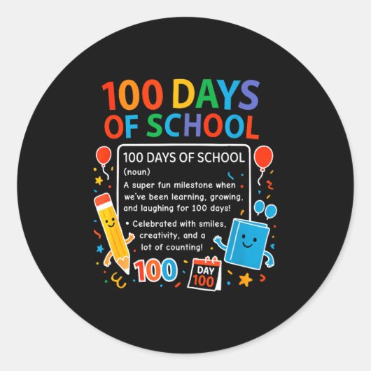 Gelukkig 100ste schooldag student ontwerp, 100 dag ronde sticker (Voorkant)