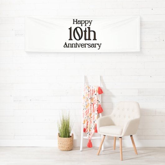 Gelukkig 10-jarig jubileum 2.5x8 vinyl banner (Insitu)