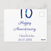 Gelukkig 10-jarig jubileum blauwe glitter naam dat briefkaart (Achterkant)