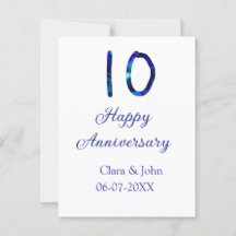 Gelukkig 10-jarig jubileum blauwe glitter naam dat