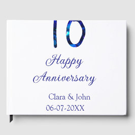 Gelukkig 10-jarig jubileum blauwe glitters voeg na gastenboek