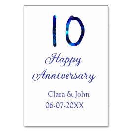 Gelukkig 10-jarig jubileum blauwe glitters voeg na kaart