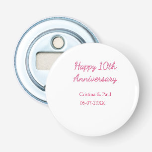 Gelukkig 10-jarig jubileum eenvoudige minimale huw button flesopener