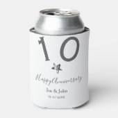 Gelukkig 10-jarig jubileum naam datum grijs metale blikjeskoeler (Blikje Voorkant)