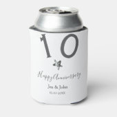 Gelukkig 10-jarig jubileum naam datum grijs metale blikjeskoeler (Blikje Achterkant)