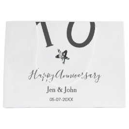 Gelukkig 10-jarig jubileum naam datum grijs metale groot cadeauzakje