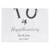 Gelukkig 10-jarig jubileum naam datum grijs metale groot cadeauzakje (Achterkant)