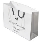 Gelukkig 10-jarig jubileum naam datum grijs metale groot cadeauzakje (Achterkant Gekanteld)