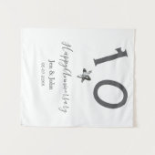 Gelukkig 10-jarig jubileum naam datum grijs metale wandkleed (Voorkant (horizontaal))