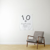 Gelukkig 10-jarig jubileum naam datum grijs metale wandkleed (In situ)