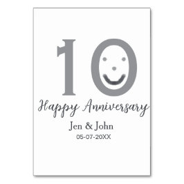 Gelukkig 10-jarig jubileum naam datum grijs vet em kaart