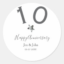 Gelukkig 10-jarig jubileum naam datum grijze metal