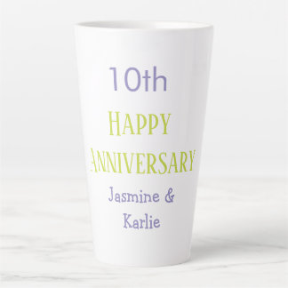 gelukkig 10-jarig jubileum paarse pastelgroene vet latte mok