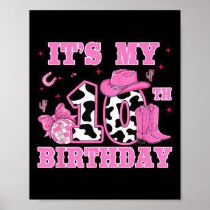 Gelukkig 10e verjaardag meisje outfit rodeo wester poster