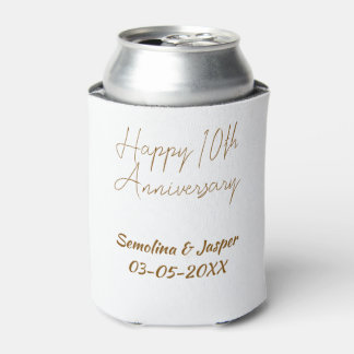 gelukkig 10ejubileum naam retro eenvoudig modern blikjeskoeler