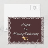Gelukkig 13de. Weddenschap Jubileum Lace Briefkaart (Voorkant / Achterkant)