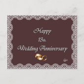 Gelukkig 13de. Weddenschap Jubileum Lace Briefkaart (Voorkant)