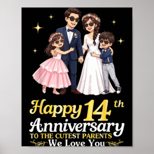 Gelukkig 14-jarig jubileum Allerliefste Ouders Lie Poster