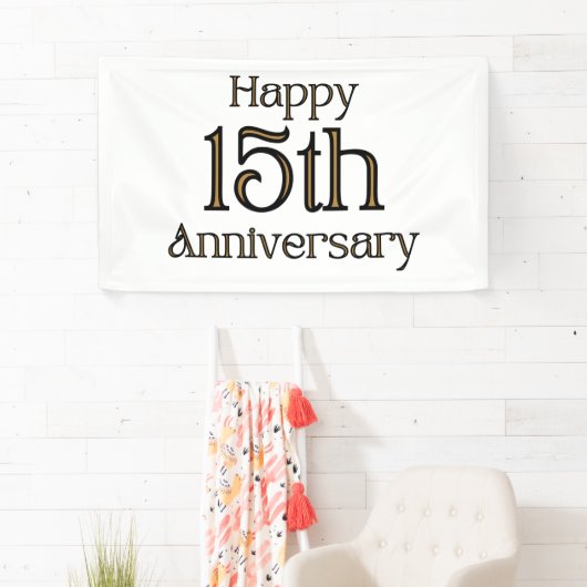 Gelukkig 15-jarig jubileum 3x5 vinyl banner (Insitu)