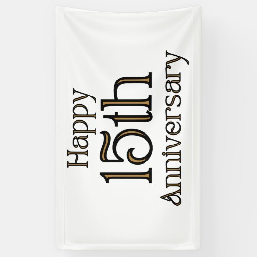 Gelukkig 15-jarig jubileum 3x5 vinyl banner (Verticaal)