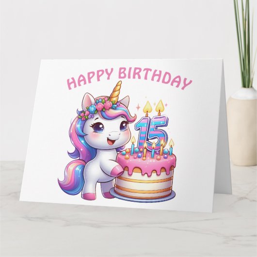 Gelukkig 15e verjaardagskaart kaart (Voorkant)
