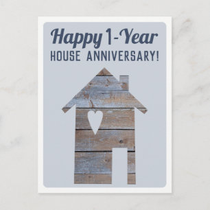 Gelukkig 1-jaars huisjubileum Postard Briefkaart