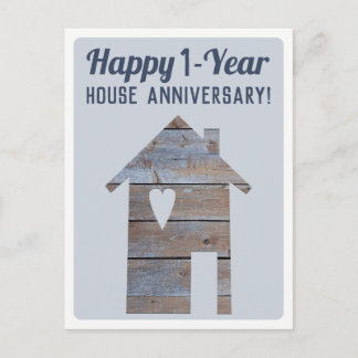 Gelukkig 1-jaars huisjubileum Postard Briefkaart